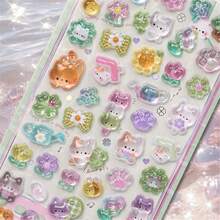 Cute Brown Bear 3D Stickers - Self-Adhesive Glossy Plastic Decals With Crystal Accents, Various Fantastical Designs, Suitable For DIY Crafts, Phone Cases, Laptops And Tablets