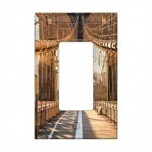 1pc Switch Plate Cover - Brooklyn Bridge New York Design, Modern Minimalist & Warm Hues, Single/Double Pole Switches & Rocker Outlet Compatible, Easy  Installation, Decorative Electrical Outlet Cover For Home & Office Decor