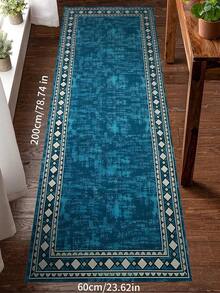 Rug Area Rug Runner Rugs Modern Solid Color Rug Modern Border Rug Contemporary Diamond Border Solid Rugs Living Room Rug Bedroom Rug Accent Rug For Classroom, Blue Green - Multicolor - View 4