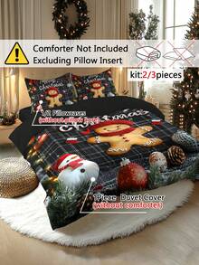 2/3pcs Christmas Bedding Set, Soft & Comfortable Duvet Cover Set With Digital Printing Of Santa Claus, Sleigh, Snowman, Bell, Reindeer, Pine Tree, Suitable For Bedroom, Guest Room, Dorm, Hotel