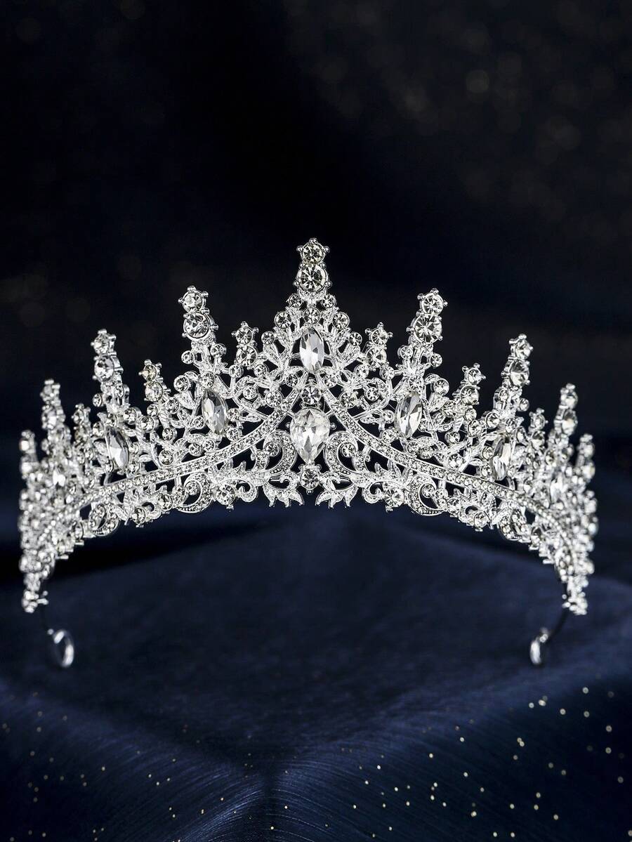 1pcs Luxurious Semicircular Crown Jewelry Wedding Beautiful Bride Party Ladies Crown Royal Tiaras Mother's Day Gift Local Delivery - Bạc - Xem 1