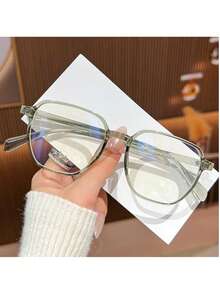 2025 Spring New Polygon Eyeglasses Frame, Versatile Minimalist Solid Color Casual TPR (Thermoplastic Rubber) Non-Prescription Glasses - Multicolor - View 1