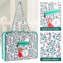 大容量缝纫和工艺用品收纳手提包，旅行打包收纳袋，带透明口袋和提手，适用于针织、钩针编织、艺术和工艺品、缝纫配件、冬季、缝纫收纳 - 彩色 - 查看 2