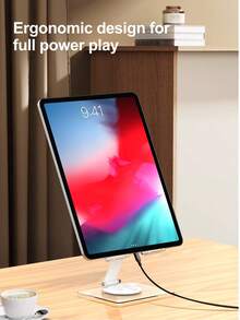 Rotatable Dual Folding Device Stand – Fully Adjustable Foldable Desktop Holder Cradle Dock | Versatile Tablet & Phone Stand With Thick, Stable Base | Foldable Design For Home & Office Use | Compatible With Tablets (Including IPad Series), Phones, And Switch | Practical Desk Accessory For Easy Viewing & Stable Placement - Pink - View 9