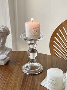1 Peça/1 Conjunto Suporte de Vela de Vidro, Suporte de Vela Transparente, Castiçal Decorativo, Castiçal de Cristal com Base Redonda, para Suprimentos Casuais Diários de Festa, Velas Brancas, Simples, Elegante, Atmosférico, Velas Românticas para Casamento e Mesa, Pode ser Usado em Festa de Aniversário, Cafeteria, Sala de Estar, Sala de Jantar, Quarto, Banheiro, Escritório