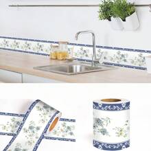 1 Roll Romantic Self-Adhesive Wallpaper Border, Pink & White Floral Pattern, Peel And Stick Border Trim, 4.72 X 118.11 Inch, Waterproof Home Decor, Removable Border Sticker, Concealer Strip, For Kitchen Door Frames Mirror Edges, Bohemian Room Decor