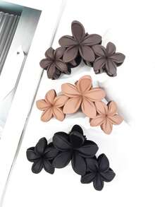 2 pezzi Eleganti fermagli per capelli floreali - Fermagli per capelli di grandi dimensioni opachi, design di fermagli per capelli floreali neri e marrone scuro, adatti come accessori per abbigliamento autunnale/invernale da donna, fermagli per capelli carini, versatili per vari stili di acconciatura, fermagli per capelli resistenti con finitura lucida, accessori per capelli Fermagli a pinza eleganti per capelli invernali