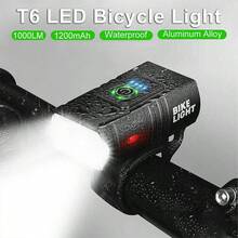 NetHong New Mountain Bike Lights USB Rechargeable Bicycle LED Torch Front Rear Lamp Set UK - Black - View 3