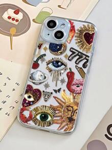 1 件时尚眼镜图案透明 TPU 防指纹手机壳，兼容 16 ProMax/16/16 Pro/16 Plus/11/15/15 Pro/15 ProMax/12/13/14 ProMax/XS/XR/11 Pro/11 ProMax/12 Pro/12 ProMax/13 Pro/13 ProMax/7 Plus/14 Pro/14 ProMax/14 Plus/7 Plus/8 Plus/8/SE2/12 Mini/13 Mini，软壳，防黄变 - 彩色 - 查看 3