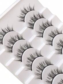 10 paia di ciglia finte spesse dall'aspetto naturale, ciglia a forma di diavolo europee e americane, nere dritte e arricciate