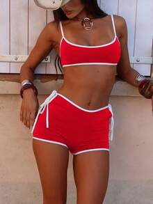 女士比基尼套装，欧式运动露脐上衣 Bralette 背心泳装比基尼套装，女孩平角泳裤，假期、复活节、节日服装、外出上衣、女士约会夜服装、所有女装、秋装