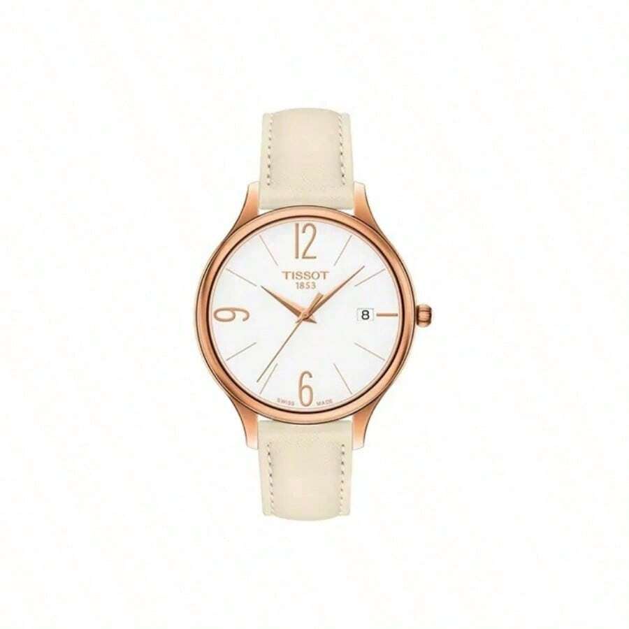 Tissot Tissot Master Chrysot Quartz Movement Women's Watch Rui Watch 38mm White Dial, Stainless Steel Case, Leather Strap T103.210.36.017.00