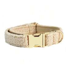 [Gold Zinc Alloy Buckle]Multi-Color Teddy Fleece Dog Collar, Pet Supplies Dog Neck Collar, Suitable For Large, Medium, Small Dog Breeds, Soft And Comfortable, Metal Buckle Easy To Fasten And Quickly Release (Due To Different Fabric Batches, There May Be Slight Color Difference, Randomly Sent) - Multicolor - View 16