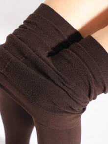 1/2 Pcs Women's 1200D Thermal Lined Thick Tights, Autumn/Winter, Cozy - Coffee Brown - View 2