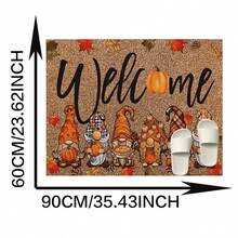 1pc 6 Dwarfs Pumpkin Holiday Welcome Doormat, Soft Velvet Material, Machine Washable, Suitable For Entrance Of Bedroom, Living Room, Dining Room, Study, Fashionable Home Decor