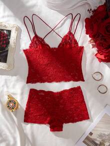 Rotes Spitzen-Lingerie-Set, klassischer Charme, Baddie-Look