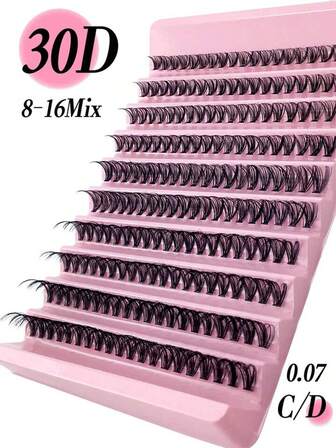 200pcs 30D 40D 50D 60D 80D 100D0.07mm D Curl 8-16mm Mixed Natural Eyelash Extensions,DIY Eyelash Extension Kit Eyelash Extension Kit With 200pcs Eyelash Clusters Single Lash Lash Glue And Seal Eyelash Applicator Eyelash Tweezers Eyelash Clusters Kit Perfect For Beginners To Give Their Daughters