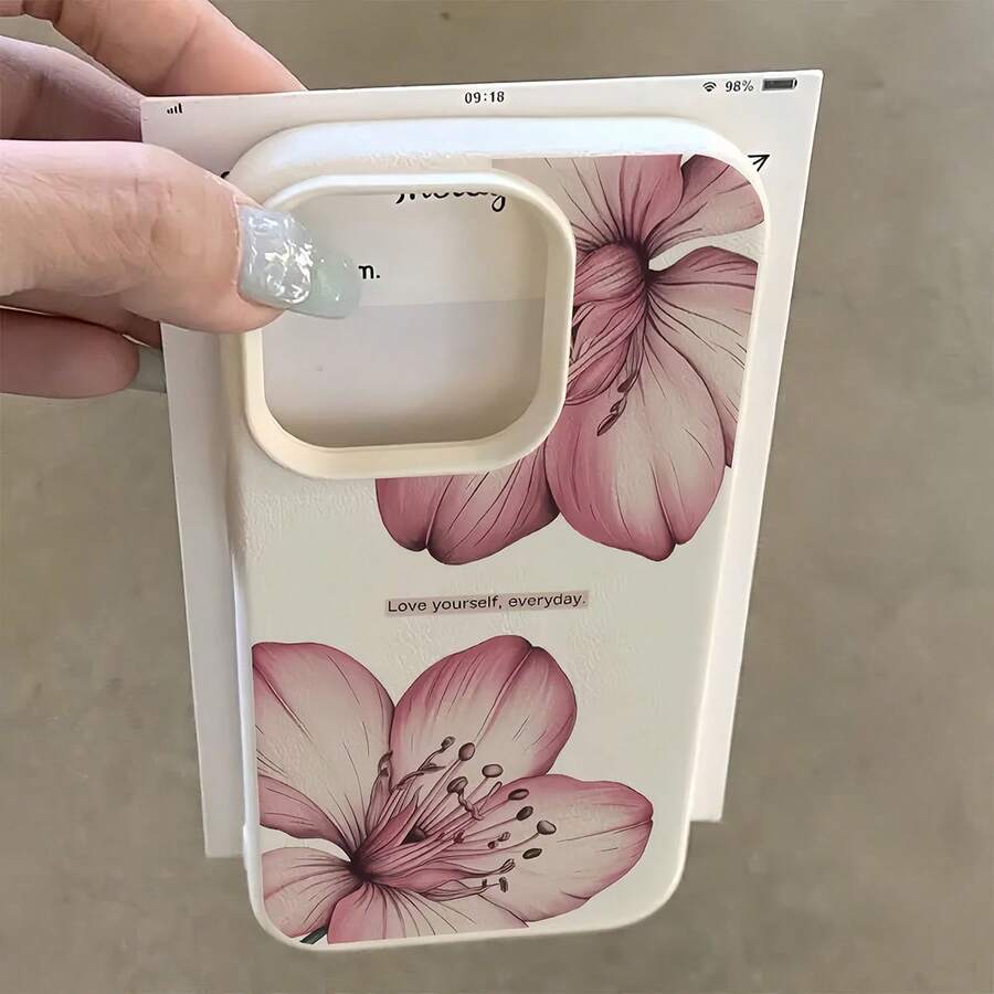 1 chiếc ốp lưng điện thoại màu trắng vân vải, mờ, họa tiết hoa, bảo vệ ống kính, thiết kế tối giản, tương thích với iPhone 16 Pro Max, 15, 14 Plus, 13, 12, 11 - Nhiều màu - Xem 1