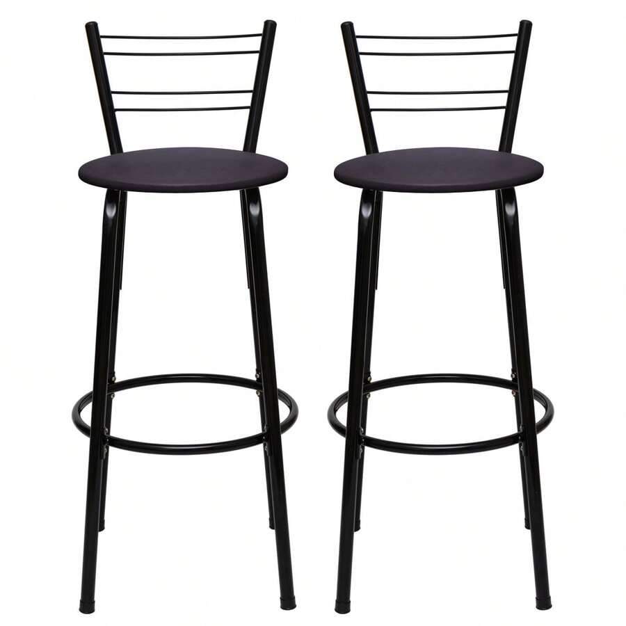 WT STORE Kit Of 2 High Stools, Black Bistro Bench, Premium Comfort, For Kitchen, Bar, Gourmet Area - 鏽棕色 - 查看 1