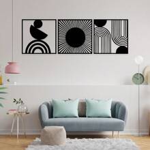 1pc/3pcs Modern Abstract Geometric Metal Wall Art - Contemporary Iron Hanging Ornaments For Living Room, Bedroom, Lounge - No Electricity Required, Featherless Home Decor Set