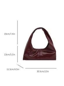 1 pezzo Borsa a sacchetto di pelle morbida e vintage con chiusura a scatto, colore unito trapuntato, borsa da donna con colori a contrasto per l'ascella, dall'atmosfera rilassata, grande capacità, adatta per ufficio, lavoro, appuntamenti, shopping, viaggi, regalo per fidanzata/migliore amica, uso quotidiano delle donne