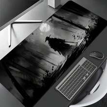 Oversized Watercolor Samurai Mouse Pad, Gaming Desk Mat, Large Keyboard Pad, Washable, Rubber Non-Slip Bottom, Stitched Edges, Gift Mouse Pad, Desk Protector, Study Pad, Multiple Sizes Available, Computer Keyboard Mat, Laptop Pad Desk Accessories Office Supplies Office Office Desk Accessories Mousepad Mouse Pad For Desk - Ink Warrior - View 2