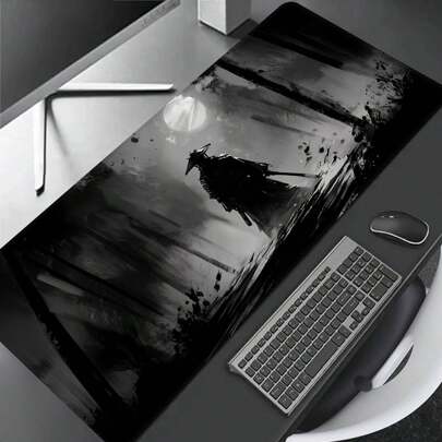 Alfombrilla de ratón de acuarela de samurái de gran tamaño, alfombrilla de escritorio para juegos, alfombrilla de teclado grande, lavable, con parte inferior de goma antideslizante, bordes cosidos, alfombrilla de ratón de regalo, protector de escritorio, almohadilla de estudio, disponible en varios tamaños, alfombrilla de teclado de computadora, almohadilla para portátil