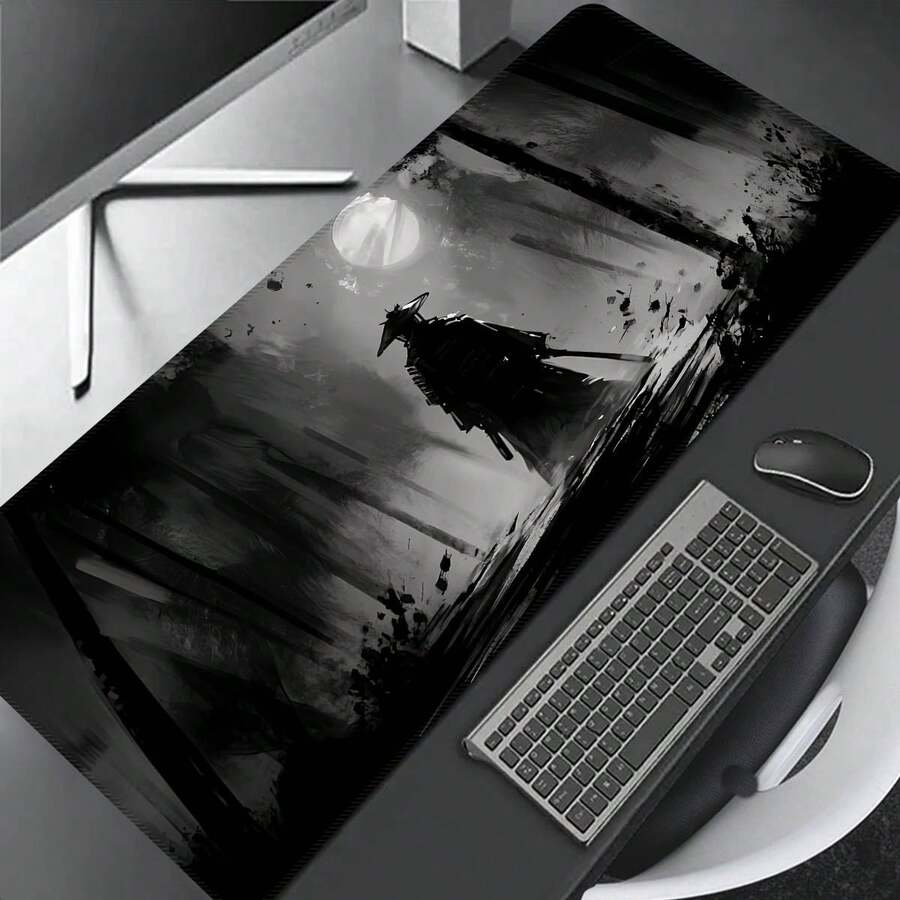 Oversized Watercolor Samurai Mouse Pad, Gaming Desk Mat, Large Keyboard Pad, Washable, Rubber Non-Slip Bottom, Stitched Edges, Gift Mouse Pad, Desk Protector, Study Pad, Multiple Sizes Available, Computer Keyboard Mat, Laptop Pad Desk Accessories Office Supplies Office Office Desk Accessories Mousepad Mouse Pad For Desk