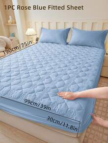 1pc Fitted Sheet, Bedding, Bed Sheet, Waterproof  Fitted Sheet, Skin-Friendly Mattress Cover, Soft And Comfortable Bedding For Bedroom, Room Decor, Halloween Decor, Christmas Decoration, 11.8 Inch Deep Pocket Cooling Breathable Quilted Fitted Sheet For All Seasons, For Single, Twin, Full, Queen And King Size, Solid Color Mattress Protective Cover, Dustproof, Comfortable And Machine Washable - 彩色 - 查看 155