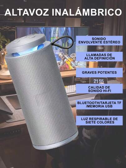 Bocina Bluetooth portátil recargable,Altavoz Bluetooth inalámbrico portátil 5.0, Altavoz Bluetooth,TWS de alta calidad, batería de 10 W de duración ultralarga, adecuado para vídeo doméstico, audio y vídeo, formación de equipos, reuniones y fiestas al aire libre, fácil de llevar, regalo de Navidad, regalo de cumpleaños, fiesta en casa, fiesta navideña