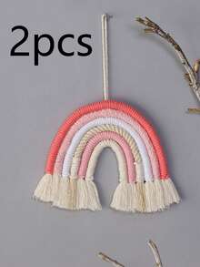 1pc Handmade Macrame Rainbow Wall Hanging, Boho Rope Decor, Living Room, Bedroom, Multicolor Woven Tapestry, Bohemian Style Home Decoration(Without Light),Home Decor ,Room Decor,Wall Decor Gifts Birthday Graduation