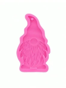 1 件粉色液体硅胶材料硅胶模具，圣诞系列圣诞老人钥匙扣耳环项链吊坠环氧树脂硅胶模具圣诞矮人石膏香薰挂饰模具 - 粉色 - 查看 10