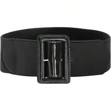 Women's Stretchy Belt 1950s 3 Inch Wide Elastic Belts - Black - View 12