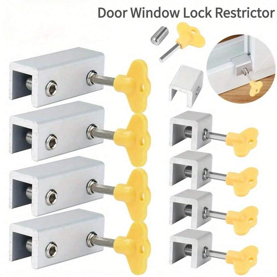1-2PCS Adjustable Window Lock Stopper Safety Locks Restrictor For Baby Kids Non Punch Sliding Door Window Limit Lock Hardware - Multicolor - View 1
