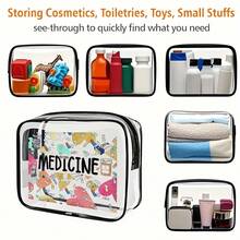 High Quality Fashion Women & Girls Large Capacity Zipper Closure Travel Makeup Organizer Bag, Easy To Clean PVC Cosmetic Pouch, Toiletry Bag, Travel Friendly, TSA Approved