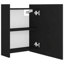 vidaXL Bad-Spiegelschrank Schwarz 62,5x20,5x64 cm Holzwerkstoff - Schwarz - Übersicht 7