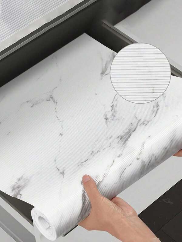 1 Roll Marble Shelf Liner For Kitchen Cabinets Non-Adhesive Drawer Liners Refrigerator Liner Non Slip Cabinet Liners For Shelves EVA Waterproof Cupboard Liner For Bathroom Kitchen Pantry