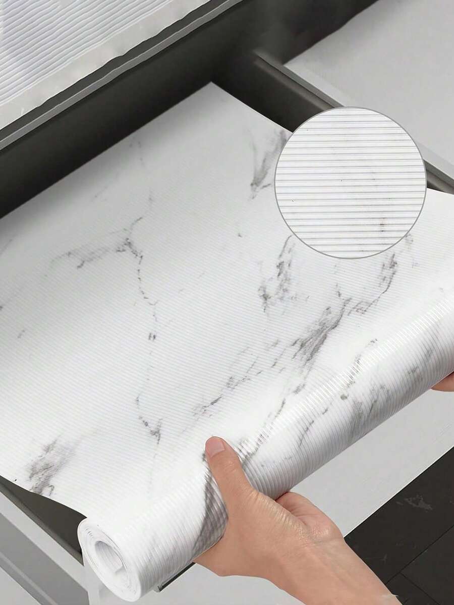 1 Roll Marble Shelf Liner For Kitchen Cabinets Non-Adhesive Drawer Liners Refrigerator Liner Non Slip Cabinet Liners For Shelves EVA Waterproof Cupboard Liner For Bathroom Kitchen Pantry - Multicolor - View 1