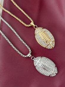 1 件时尚足球水钻装饰男士项链，适合日常佩戴