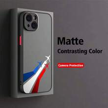 Funda de TPU suave transparente mate con patrón creativo artístico de avión para Apple 16 15 14 13 12 8 XR XS Pro Plus - Colores mixtos - Ver 5