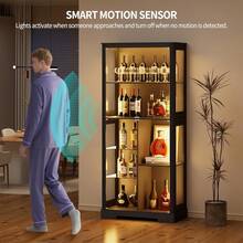 71" Tall Lighted Display Curio Cabinet With Glass Doors,Glass Curio Cabinet With 3 Color Sensor Lights,7-Tier Display Case With Removable Shelves,Storage Cabinet For Collectibles,White - màu đen - Xem 5