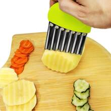 Heavy Duty Stainless Steel Wavy Potato Slicer, Wavy Cutting Chopping Tool With Wooden Handle, Suitable For Carrots & Vegetables - Multicolor - View 16
