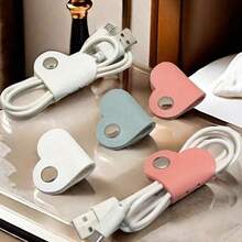 Fashionable Heart-Shaped Leather Cable Organizer - Available In Multiple Colors, With A Portable And Anti Loss Design, Perfectly Compatible With Mobile Data Cables And Headphone Cables,Office Desk Accessories For Office, Dorm And Home Use Charger Accessories