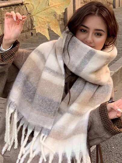 1pc Small Plaid Scarf, Soft & Warm For Autumn/Winter Women Winter Scarves For Dress