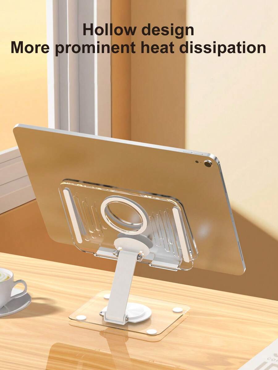 Rotatable Dual Folding Device Stand – Fully Adjustable Foldable Desktop Holder Cradle Dock | Versatile Tablet & Phone Stand With Thick, Stable Base | Foldable Design For Home & Office Use | Compatible With Tablets (Including IPad Series), Phones, And Switch | Practical Desk Accessory For Easy Viewing & Stable Placement - 白色 - 查看 1