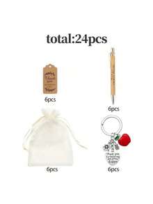 24 Stück/6 Sets, Lehrer Thanksgiving Schlüsselanhänger Geschenkset, inklusive inspirierender Bambusschreibstift, Schlüsselanhänger, Dankeskarten, Taschen, geeignet für Schule, Abschluss, Ruhestand und Feiertagsgeschenke Halloween Accessoires Lehrertag Weihnachtstüten Anhänger Auto Accessoires Freundin Schwester Geschenkideen