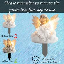 Angel Garden Stake | Acrylic Memorial Sculpture - Eternal Light Olive Branch Heavenly Garden | No Electricity Required, Weatherproof Four Season Art For Mother's Day Cemetery Decoration, Easter Paradise Garden Decor, Comfort Courtyard Lawn Insert