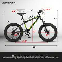 20-Inch Teen Mountain Bike With High Carbon Steel Frame, Disc Brakes, Durable Wide Tires, Front Suspension, 7-Speed, Ideal For Snow And Off-Road Riding