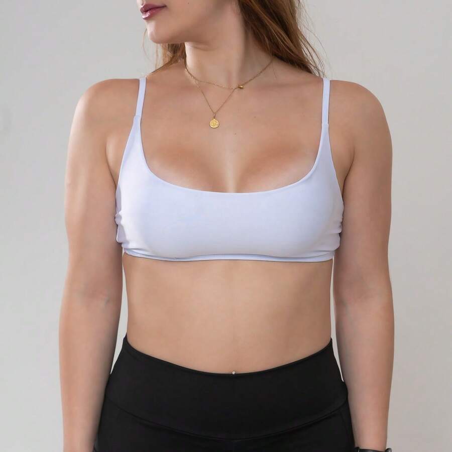 Thin Strap Top With Padded Cup - Vitt - Visa 1