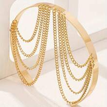 Vintage Gold Color Tassel Chain Arm Bracelets For Women Punk Metal Geometric Opening Adjustable Cuff Bracelets Party Jewelry - 金色 - 查看 4